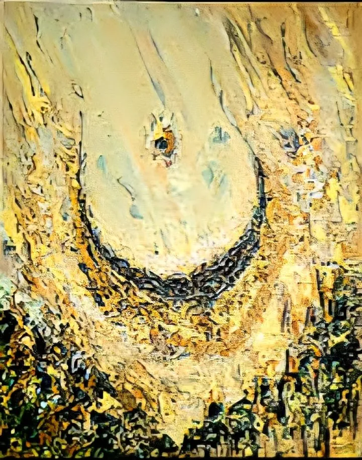 Peinture abstraite dorée cercle de lumière — Abdel Hakim Hassainate